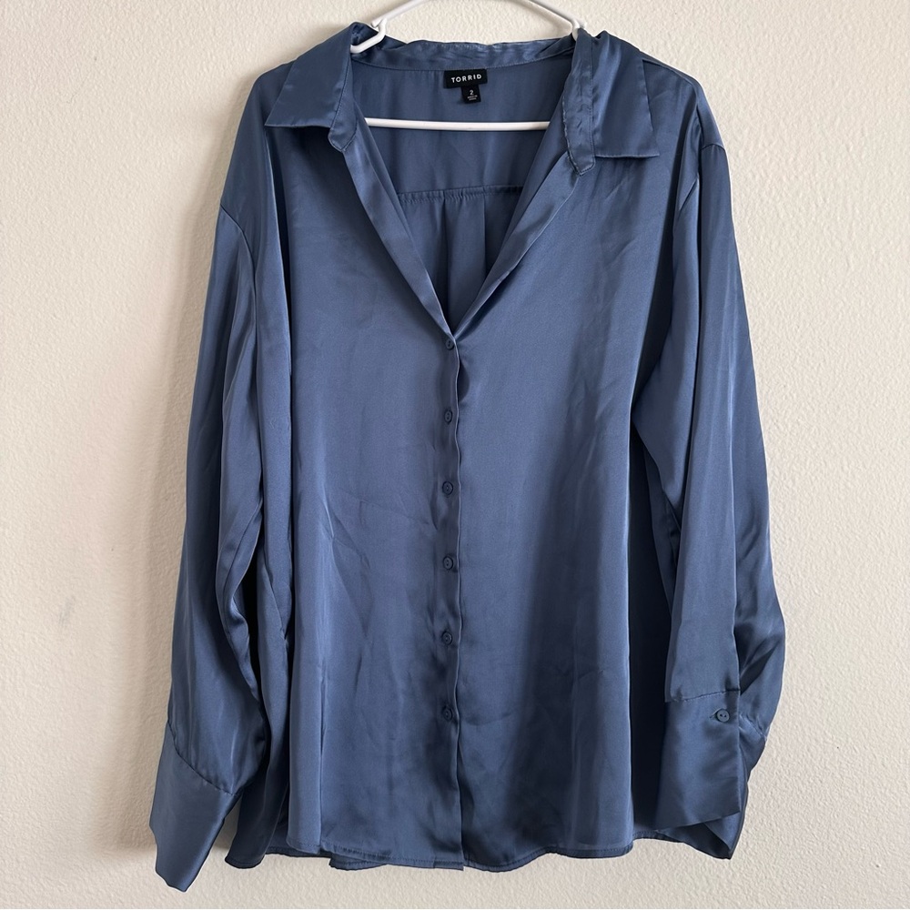 Torrid Slate Blue Button-Down Shirt